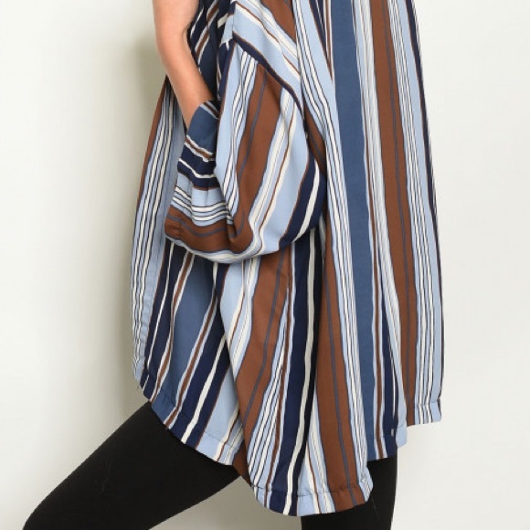 Vertical Striped Kimono Cardigan - Picture 3 of 4